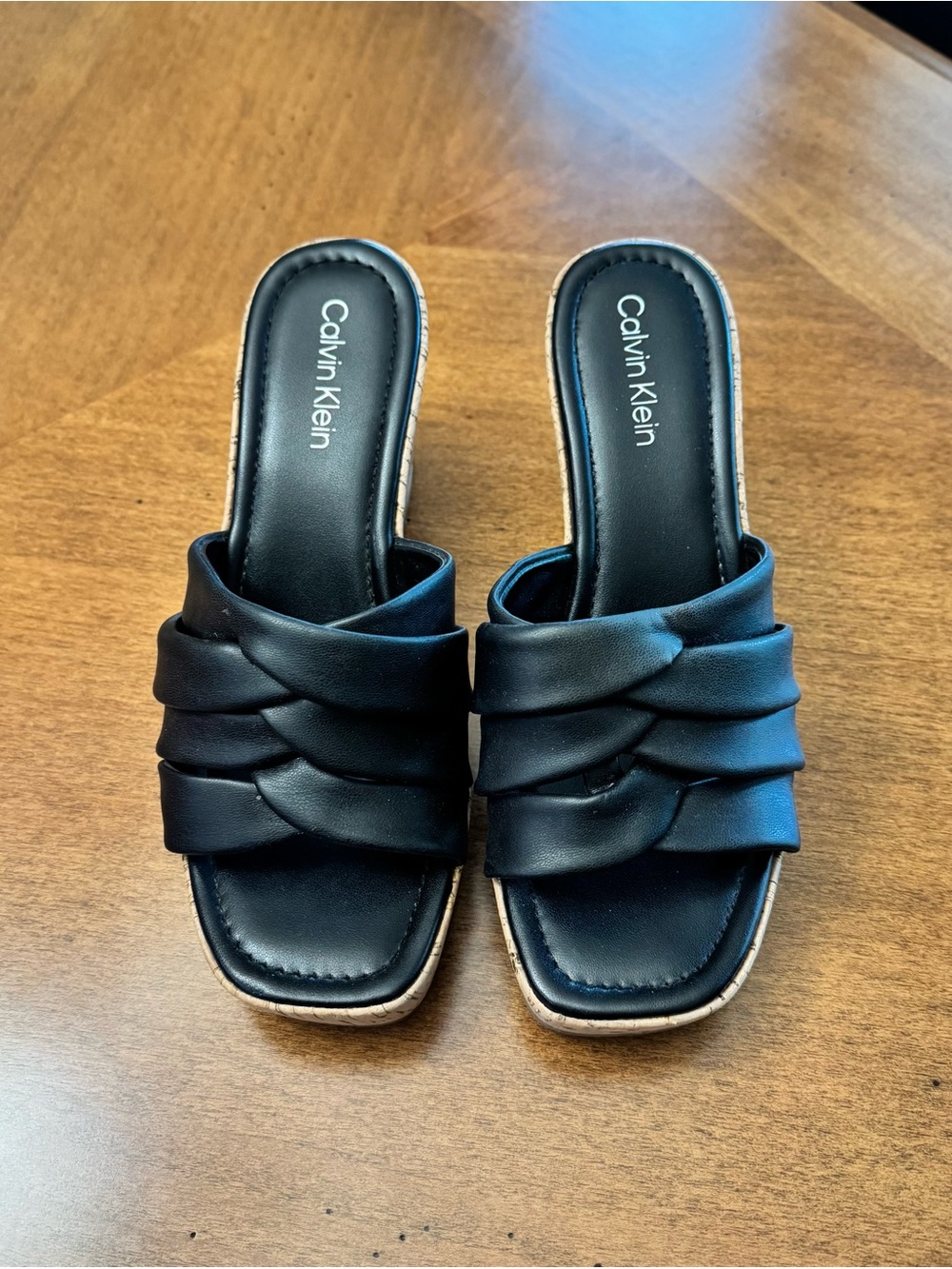 Calvin Klein Black Braided Slide Mules